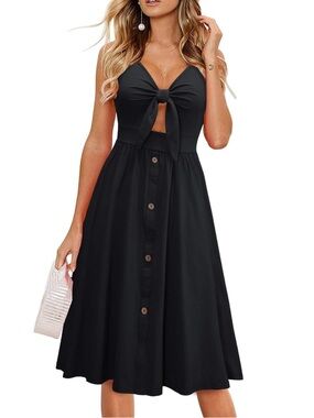 Women Front Tie Knot Dress- M